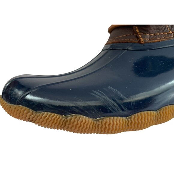 Sperry Saltwater Duck Boots Women Size 8.5 Blue & Brown Waterproof Rubber READ - Picture 5 of 16